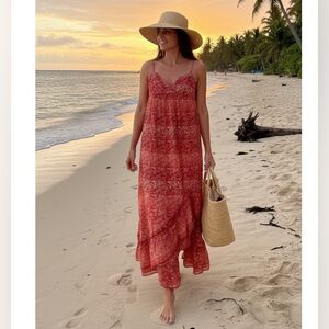 BCBGeneration XS dress tulip hem, long, 100% cotton, lined, thin adjustbl straps